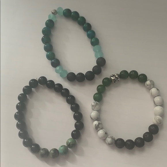 Gemstone Diffuser Bracelet Stack of 3 Lava Rock - In Excellent Condition - Picture 3 of 4